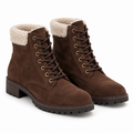 Women's Shearling-Collar Suede Lace-Up Ankle Boots
