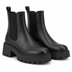 Women's Matte Leather Chunky Chelsea Ankle Boots