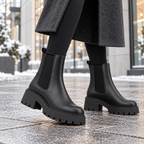 Women's Matte Leather Chunky Chelsea Ankle Boots