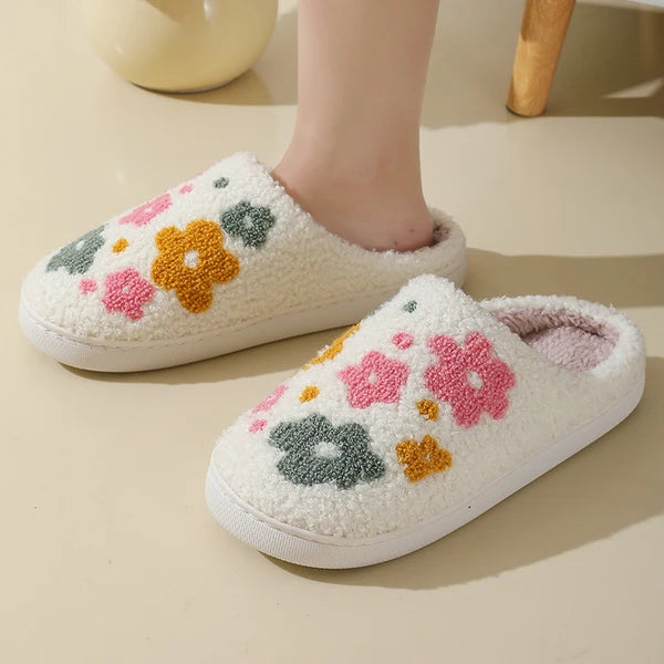 Women’s Cozy Floral Non-Slip Plush Slippers