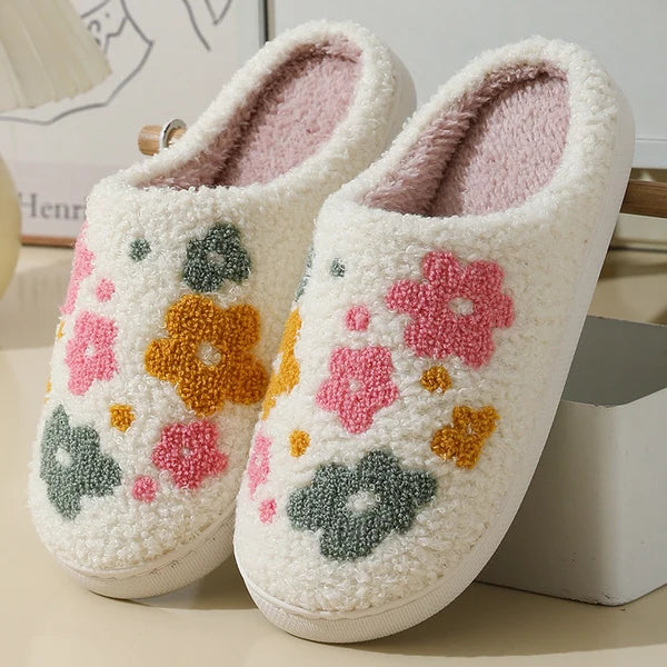 Women’s Cozy Floral Non-Slip Plush Slippers