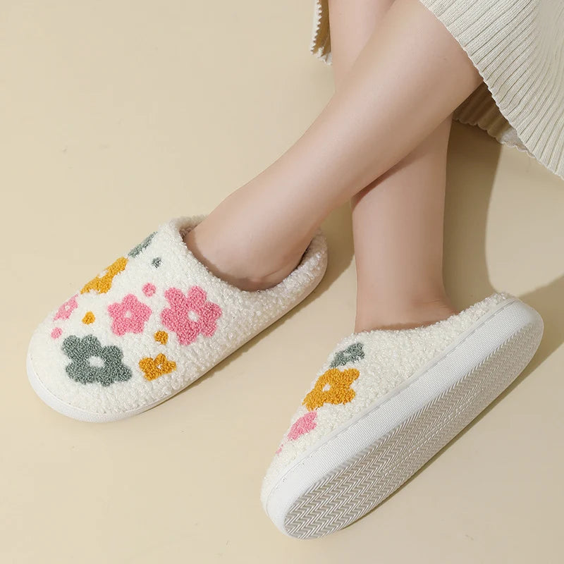 Women’s Cozy Floral Non-Slip Plush Slippers