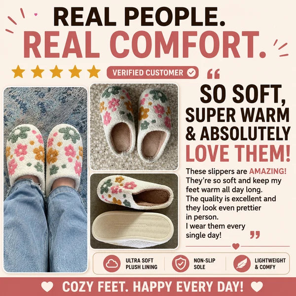 Women’s Cozy Floral Non-Slip Plush Slippers